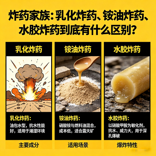 榕城炸药家族：乳化炸药、铵油炸药、水胶炸药到底有什么区别？
